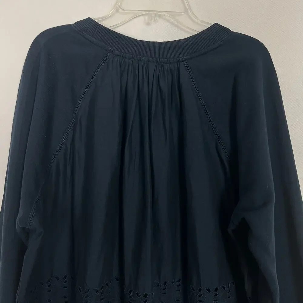 J. Crew Pullover Blue Eyelet Sweater Size Large
